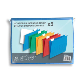 5 DOSSIER SUSP FLEX NO NAME TIROIR FDV A4 KRAFT ASSORTI