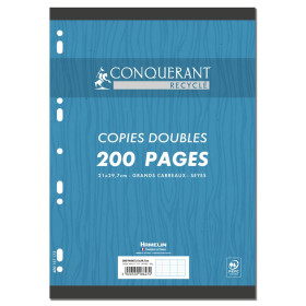 COPIES DOUBLES CONQUERANT 7 PERFOREES 210x297 FILM 200P 90GSEYES RECYCLE