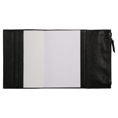 CUIR Porte-carnet A5,120p Ligné Noir