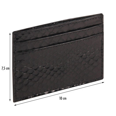 CUIR Reptile Design Porte-cartes CB 7,5x10,5 cm Python noir