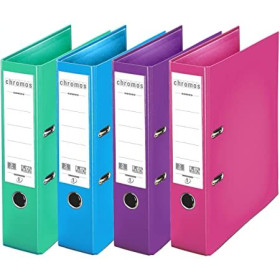 Classeur a levier A4 PP 80mm CHROMOS PLUS, Lot de 10, Assortis mode