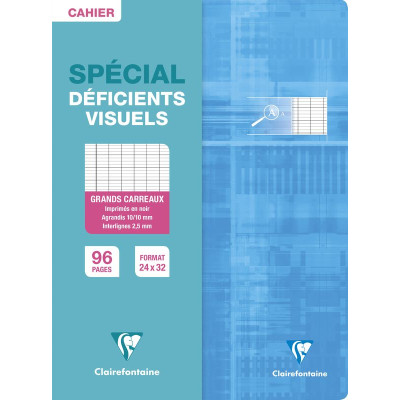Cahier piqué déficients visuels 24x32cm 96p séyès noir 2,5mm 10/10
