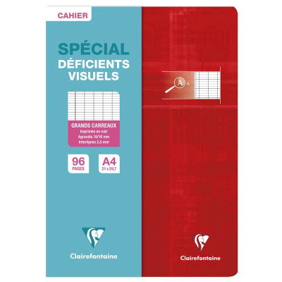 Cahier piqué déficients visuels 21x29,7cm 96p séyès noir 2,5mm 10/10