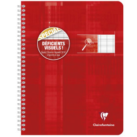 Cahier reliure intégrale déficients visuels 17x22cm 100p séyès noir 2,5mm 10/10