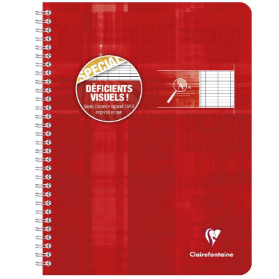 Cahier reliure intégrale déficients visuels 17x22cm 100p séyès noir 2,5mm 10/10