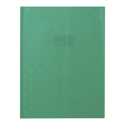 Protège-cahier+Marque-page Grain Madras 22/100ème 24x32 vert + porte étiquette