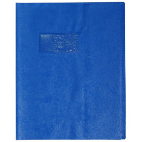 Protège-cahier Grain Cuir 20/100ème 17x22 bleu + porte étiquette