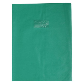 Protège-cahier Grain Cuir 20/100ème 24x32 vert + porte étiquette