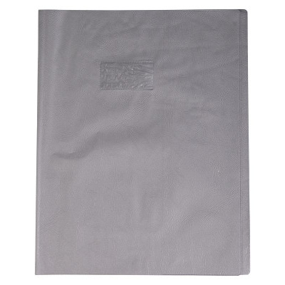 Protège-cahier Grain Cuir 20/100ème 24x32 gris + porte étiquette