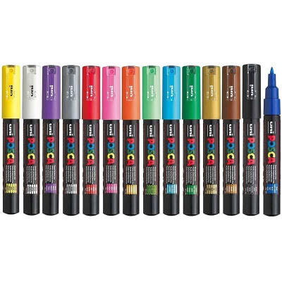 Uniball Posca Pochette 14 marqueurs peinture à eau,encre pigmentation ass, point