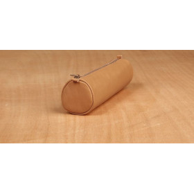 Age Bag trousse cuir ronde 21xØ6cm couleur marron uniquement