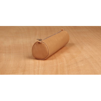 Age Bag trousse cuir ronde 21xØ6cm couleur marron uniquement