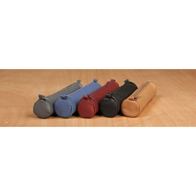 Age Bag trousse cuir petite ronde 18,5xØ4cm assortiment