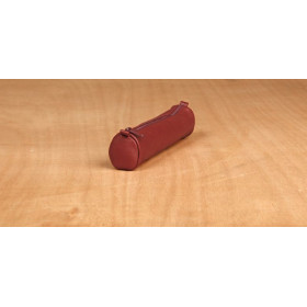 Age Bag trousse cuir petite ronde 18,5xØ4cm couleur rouge seulement