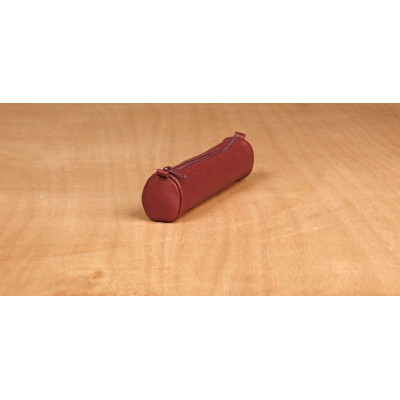 Age Bag trousse cuir petite ronde 18,5xØ4cm couleur rouge seulement