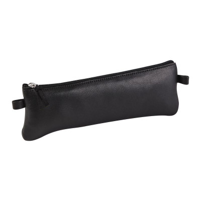 CUIR NOIR Trousse plate 22x6cm
