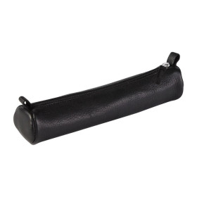 CUIR NOIR VIEILLI Petite trousse ronde Ø3,5x18cm