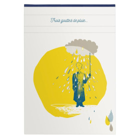 3 Gouttes de pluie, Bloc A5, entoilé entête, 140 pages, ligné, ass.