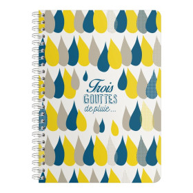 3 Gouttes de pluie, Cahier reliure intégrale A5 - 14,8 x 21 cm, 120 pages, ligné
