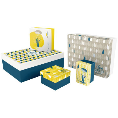 3 Gouttes de pluie, Set de 5 boîtes gigognes  44 x 34 x 16 cm