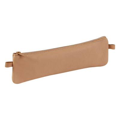 CUIR NATUREL Trousse plate 22x6cm