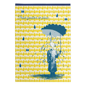 3 Gouttes de pluie, Bloc A6, entoilé entête, 140 pages, ligné, ass.