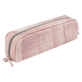 CUIR teinté trousse rectangulaire 21x4x6cm Saumon brossé