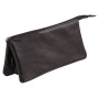 CUIR trousse plate 3 compartiments 21x3x10cm, noir