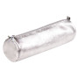 CUIRISÉ Trousse cuir Ronde Ø5,5x22cm Argent