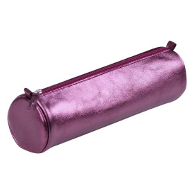 CUIRISÉ Trousse cuir Ronde Ø5,5x22cm Cerise