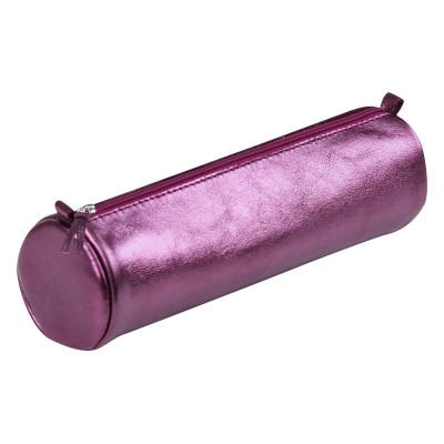CUIRISÉ Trousse cuir Ronde Ø5,5x22cm Cerise