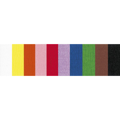 Rouleau de 10F papier crépon ininflammable 2,50x0,50m teintes assorties
