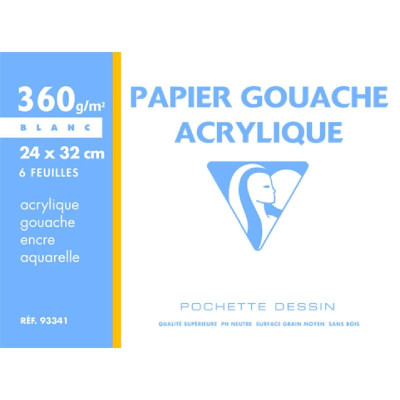 Pochette Gouache et Acrylique 24x32cm 6F 360g