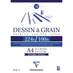 Bloc dessin grain Fin A4 20F 224g