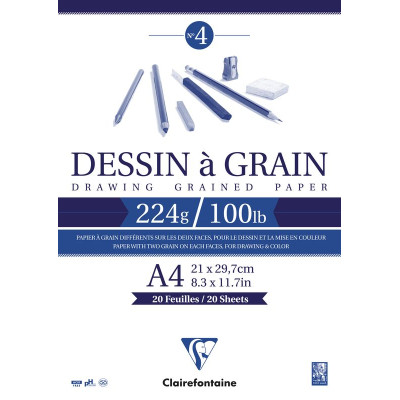 Bloc dessin grain Fin A4 20F 224g