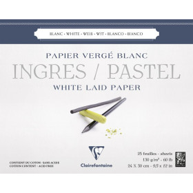 Bloc Ingres-Pastel collé 24x30 25F 130g blanc