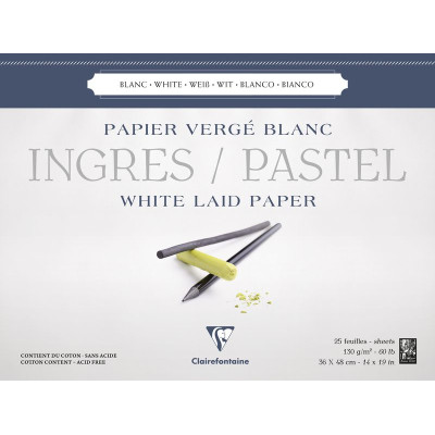 Bloc Ingres-Pastel collé 36x48 25F 130g blanc