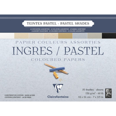 Bloc Ingres collé 18x24 25F 130g Pastel ass