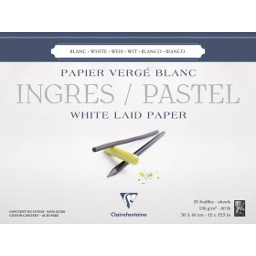 Bloc Ingres-Pastel collé 30x40 25F 130g blanc