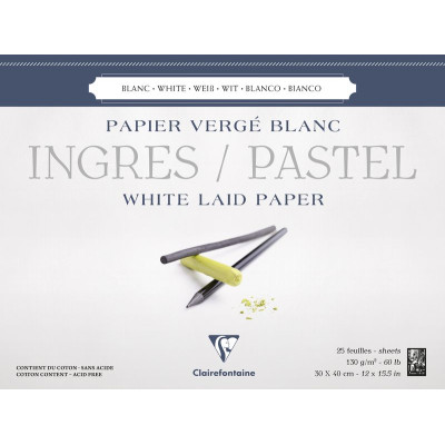 Bloc Ingres-Pastel collé 30x40 25F 130g blanc