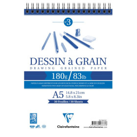 Bloc dessin à grain RI A5 30F 180g