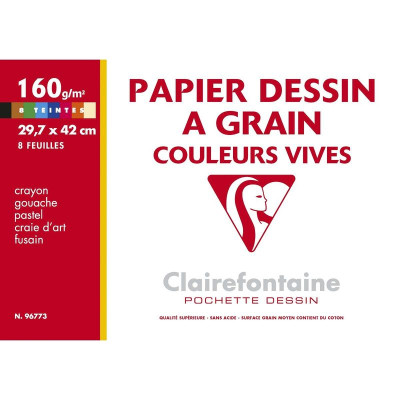 Pochette Dessin Couleur à Grain A3 8F 160g assorti vif