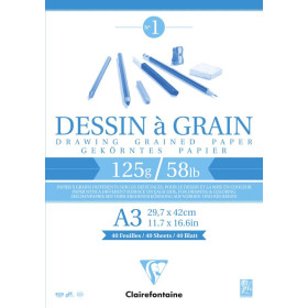 Bloc Dessin à Grain A3 40F 125g