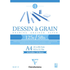 Bloc dessin grain fin encollé A4 20F 125g