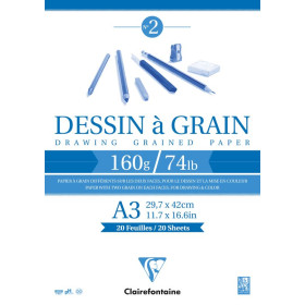 Bloc dessin grain fin A3 20F 160g