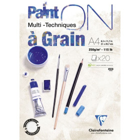 Bloc Paint'On à Grain encollé A4 20F 250g