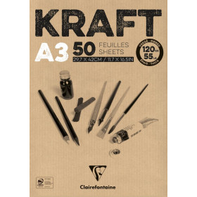 Bloc A3 50F kraft Brun Vergé 120g