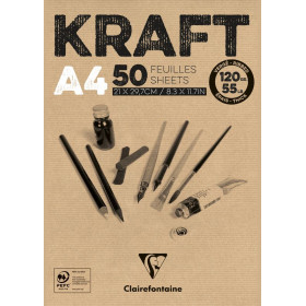 Bloc A4 50F kraft Brun Vergé 120g
