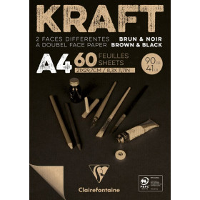 Bloc A4 60F kraft Brun & Noir Vergé Encollé 90g
