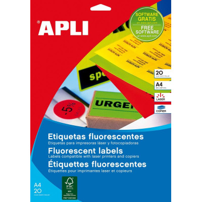 P 20 Etiquettes ROUGE FLUO 210X297